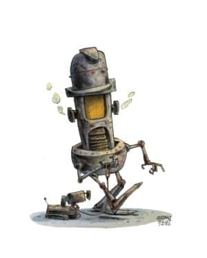 Guzna Copyright Original Robot1 drawing by guznag