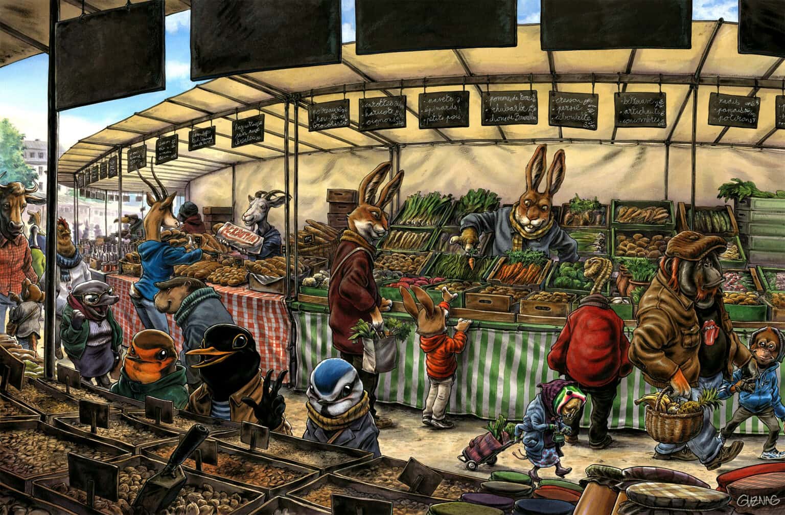 Guznag Copyright Au Marche drawing by guznag