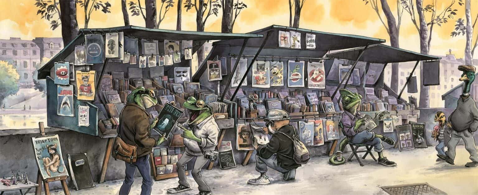 Guznag Copyright Bouquinistes Paris drawing by guznag
