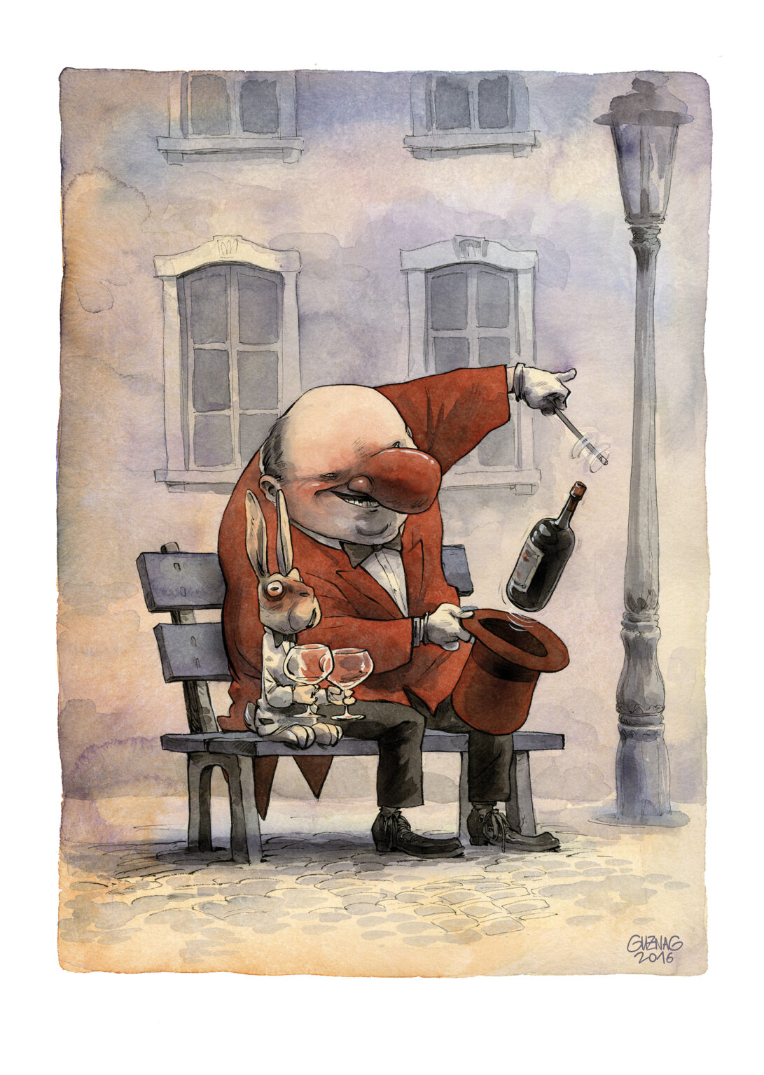 Guznag Copyright Hocus Bacchus drawing by guznag