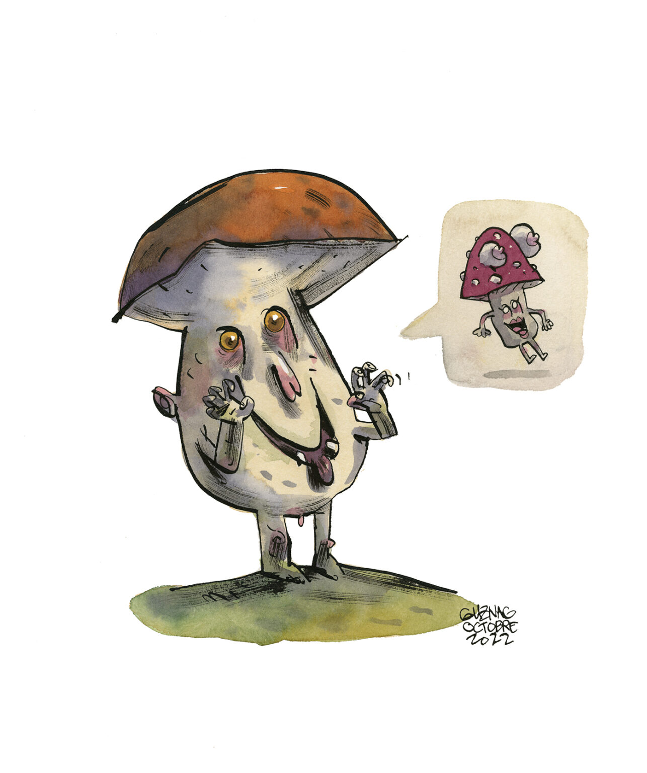 Guznag Copyright Original Champignon Bolet drawing by guznag