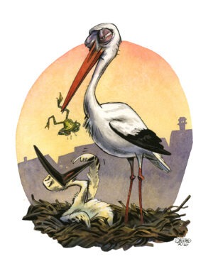 Guznag Copyright Original Cigogne drawing by guznag