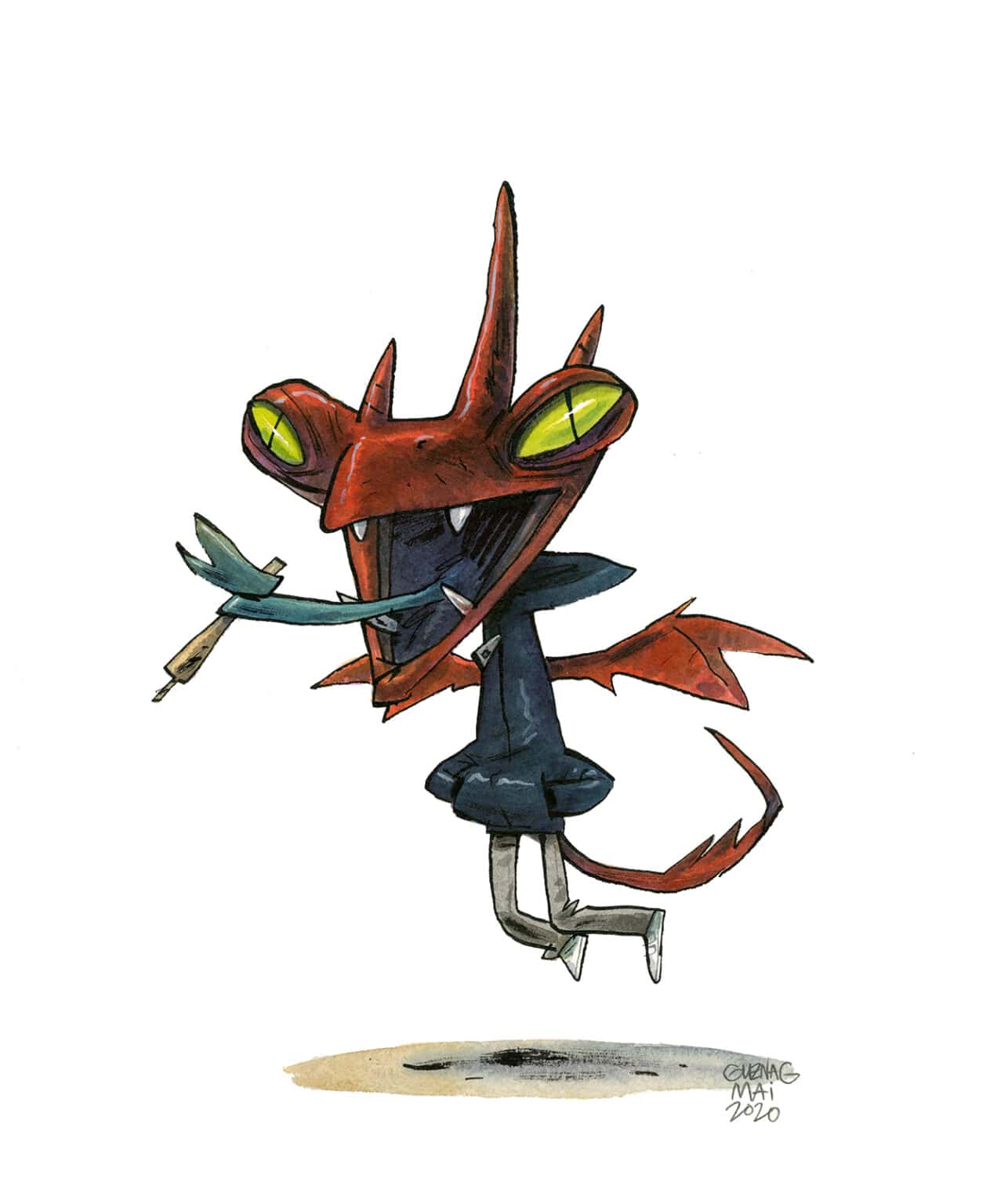 Guznag Copyright Original Demon Rouge drawing by guznag