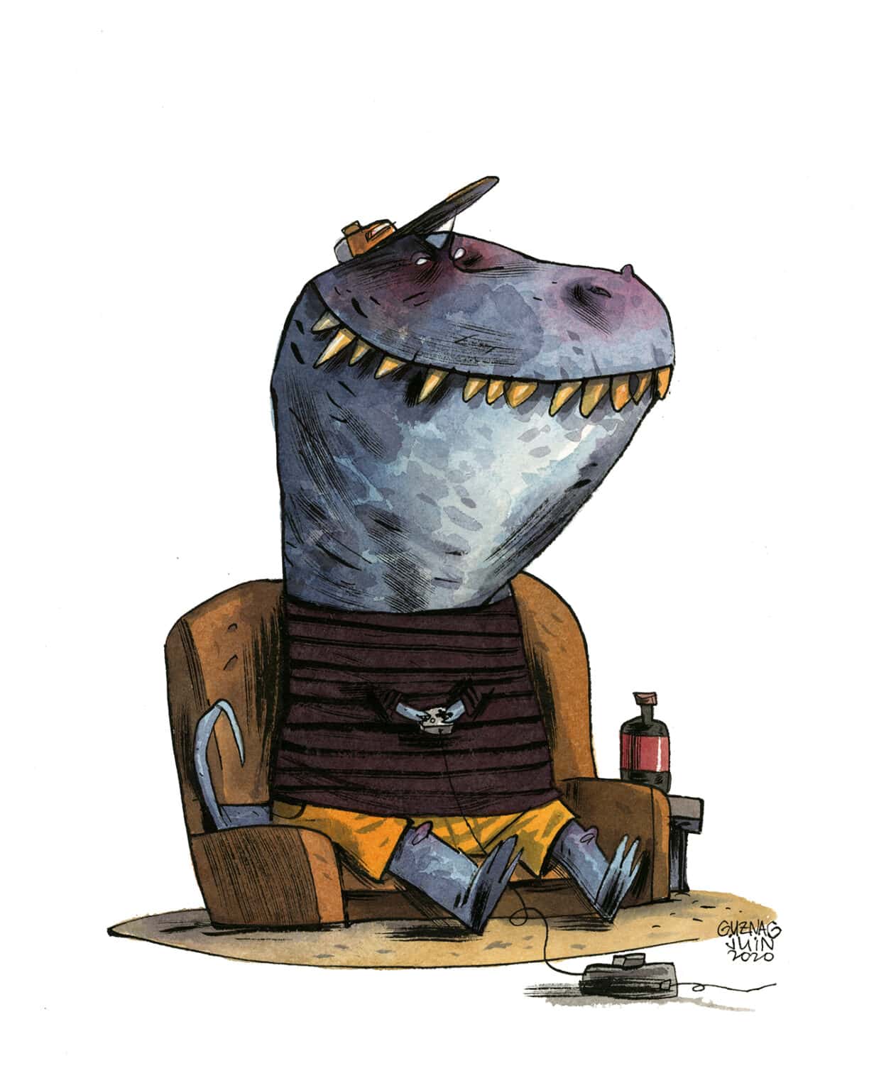 Guznag Copyright Original Dino T Rex drawing by guznag