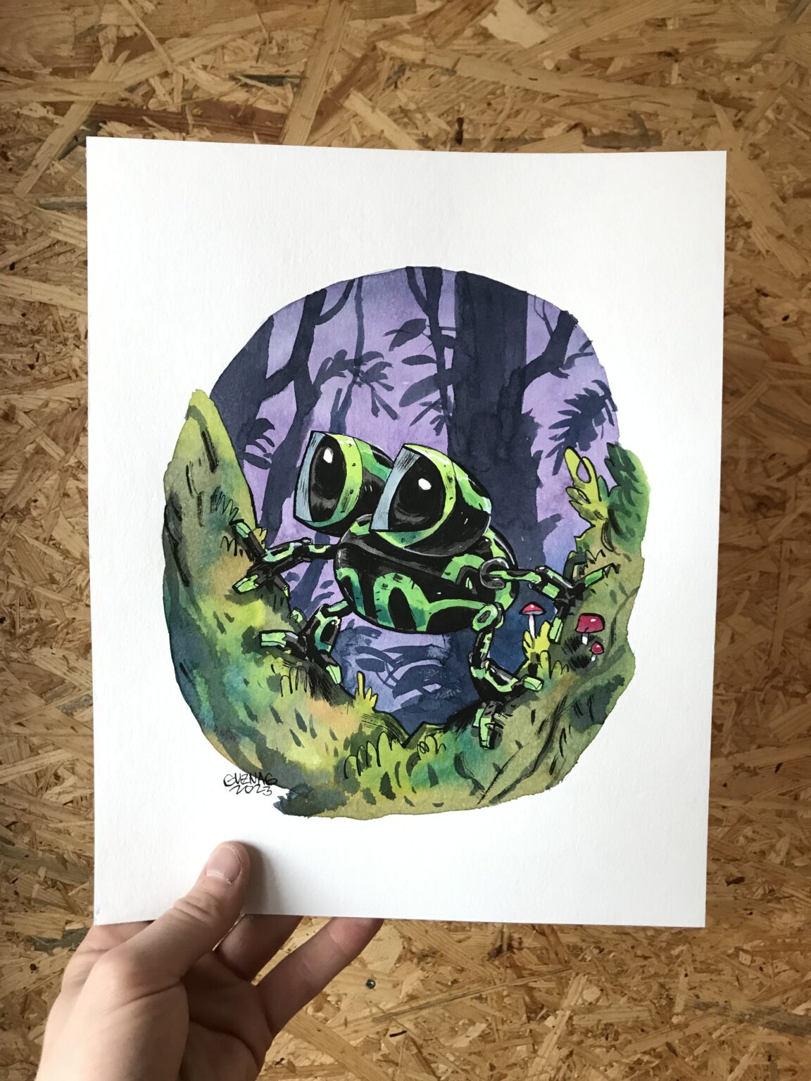 Guznag Copyright Original Frogbot Dendrobates Auratus Photo drawing by guznag