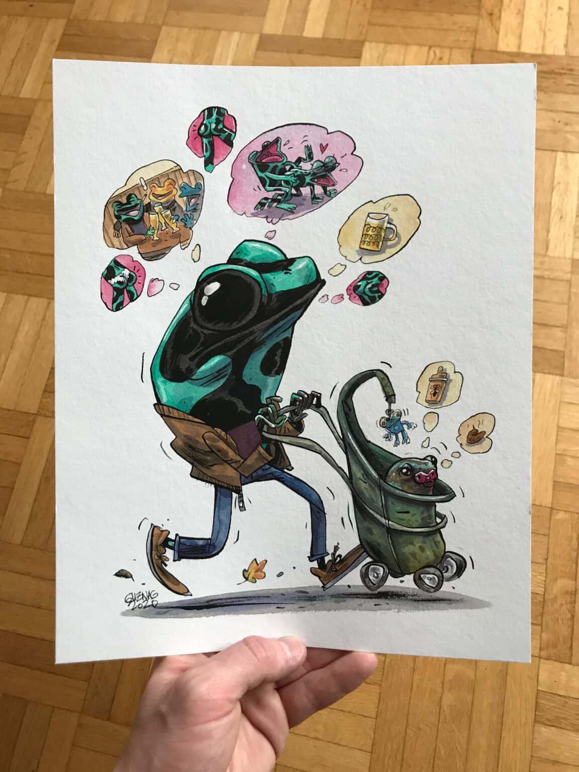 Guznag Copyright Original Grenouille Dendrobates Auratus Photo drawing by guznag