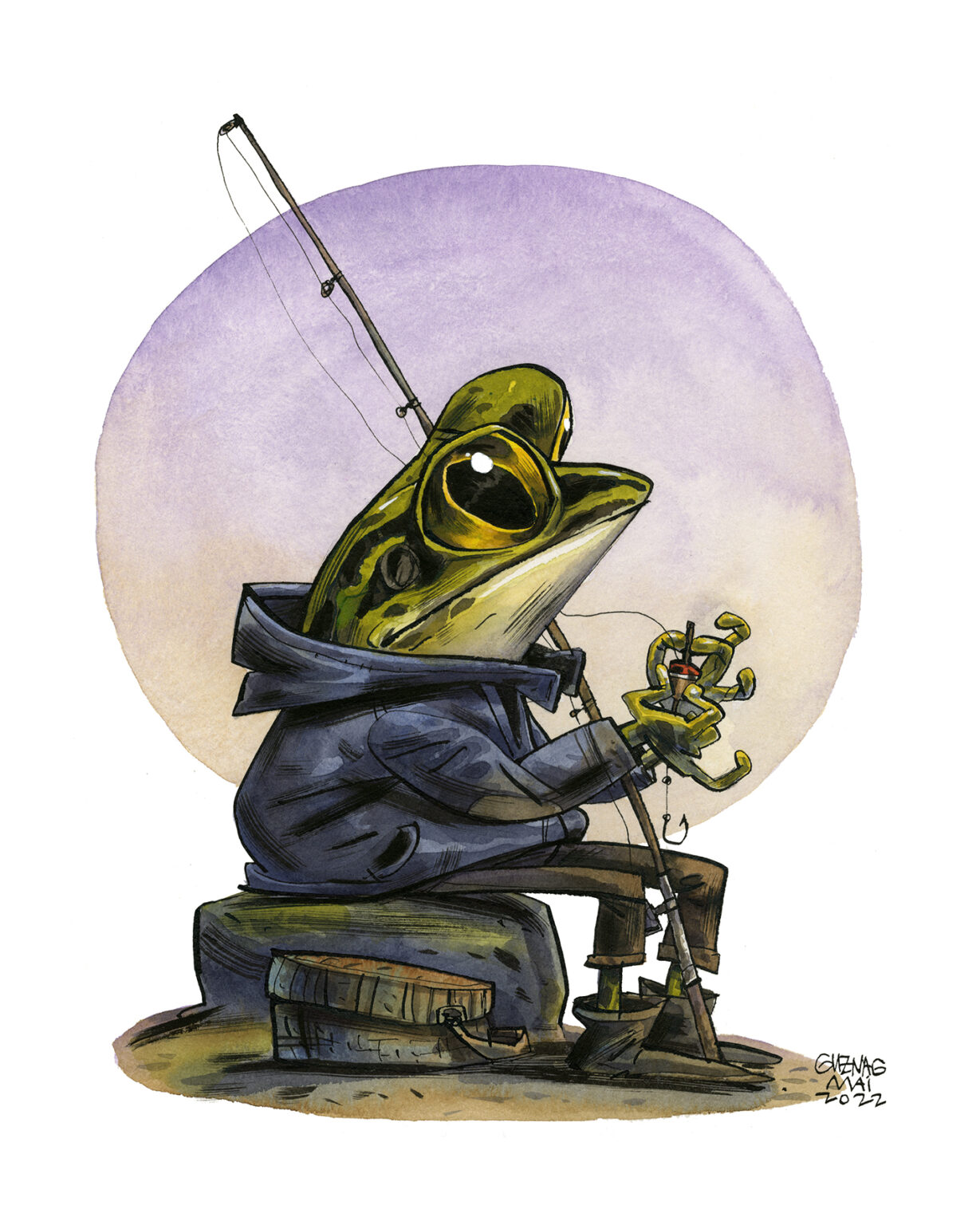 Guznag Copyright Original Grenouille Verte drawing by guznag
