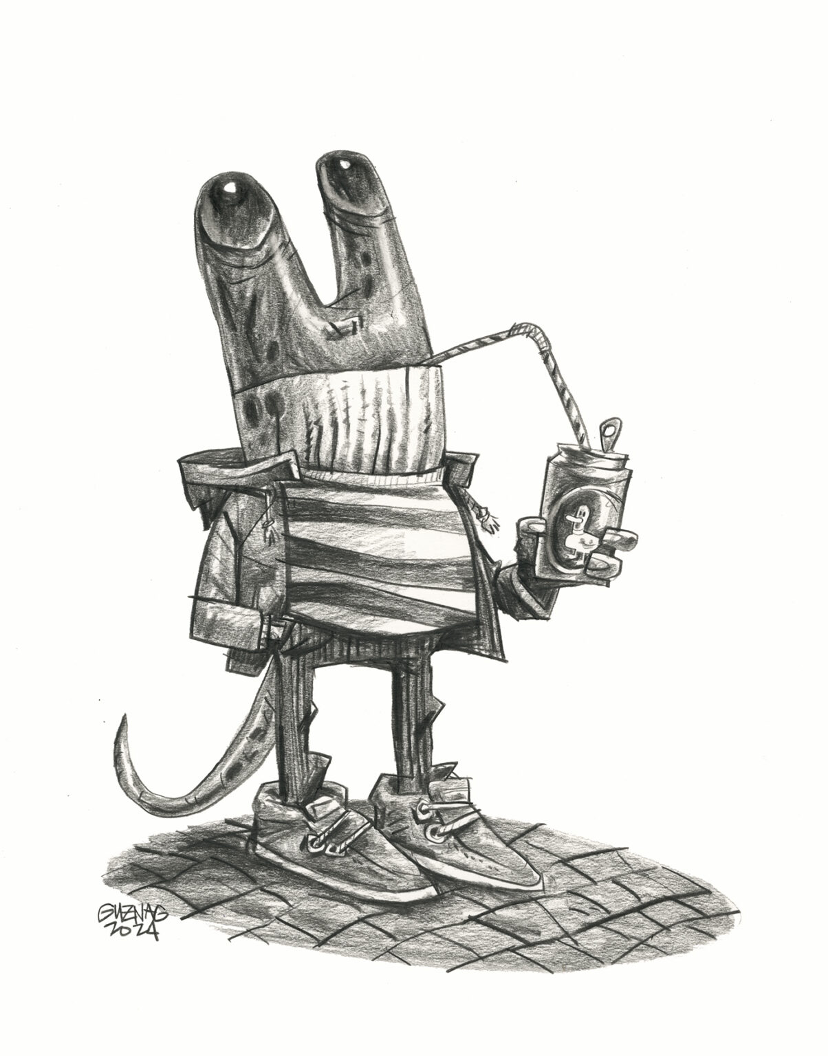 Guznag Copyright Original Jus De Canard drawing by guznag