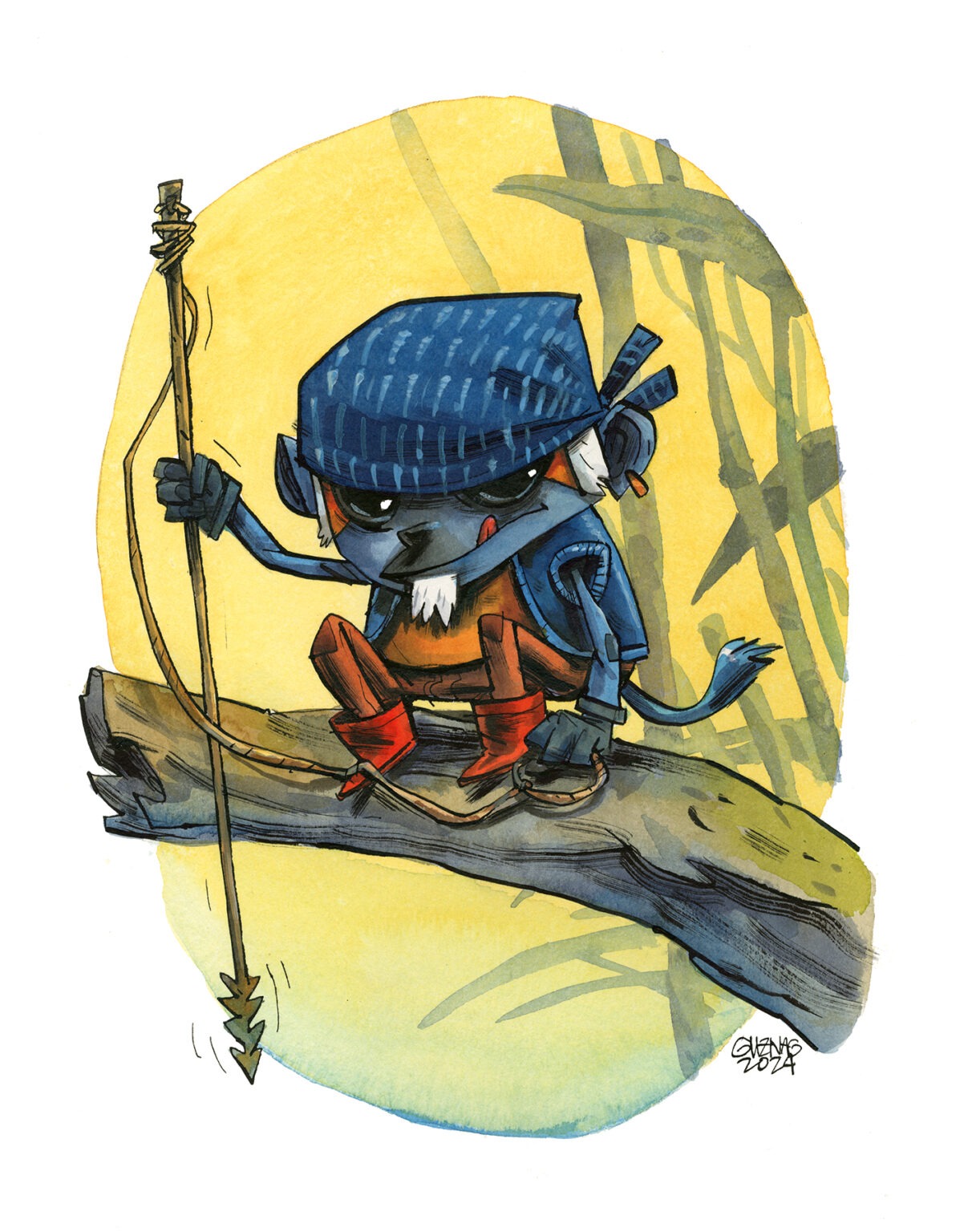 Guznag Copyright Original Maraudeur Martin Pecheur drawing by guznag