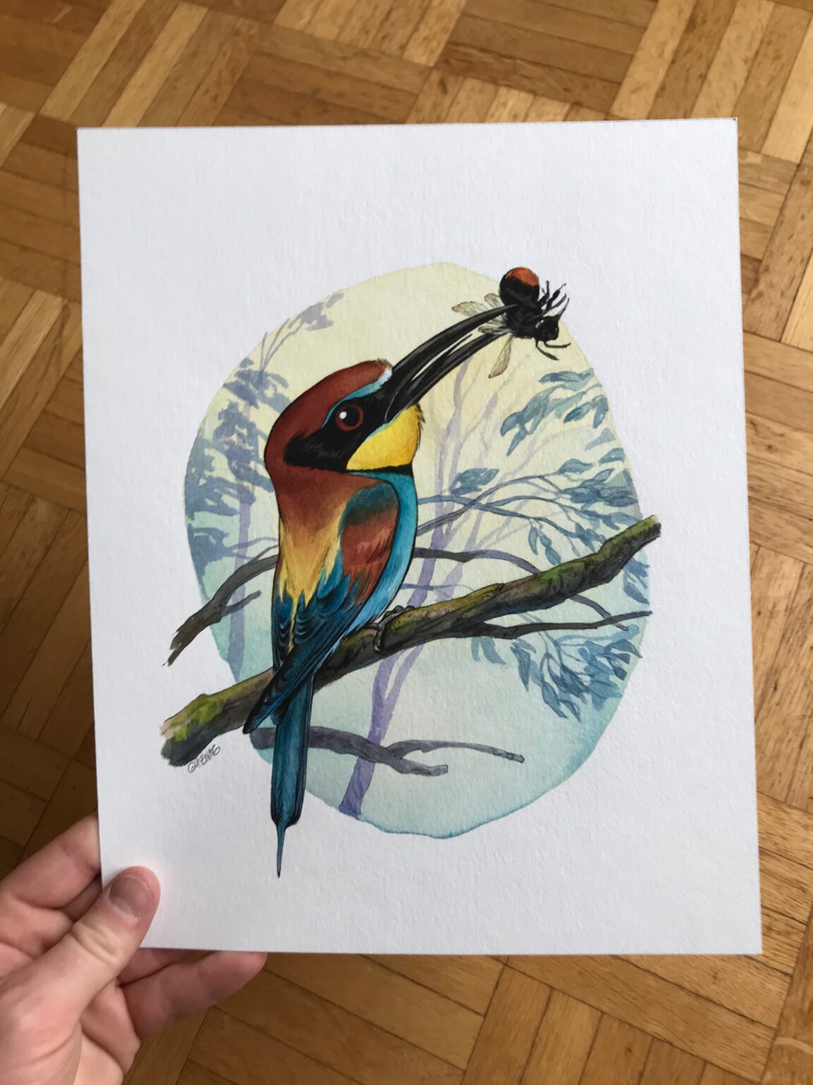 Guznag Copyright Original Oiseau Guepier Europe Photo drawing by guznag