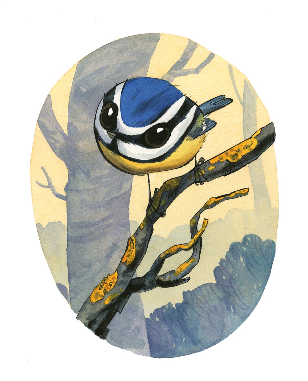 Guznag Copyright Original Oiseau Mesange 2025 drawing by guznag