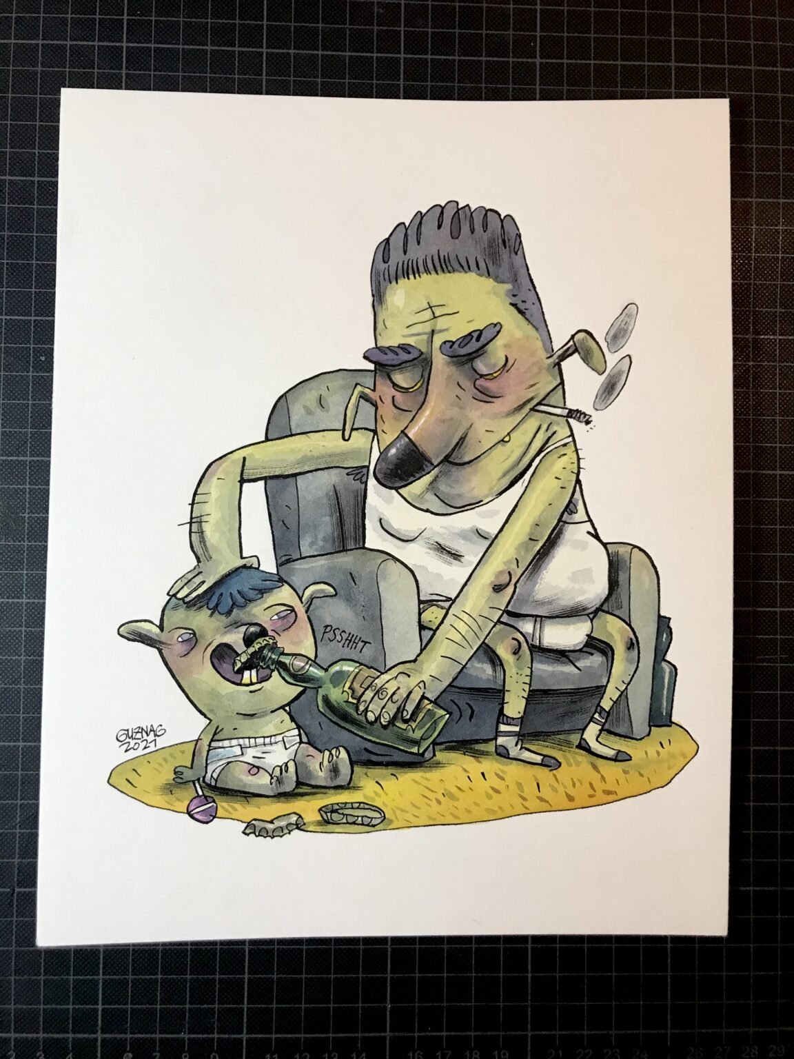 Guznag Copyright Original Perso5 Père Et Fils Photo drawing by guznag