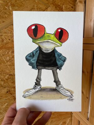 Guznag Copyright Original Rainette Aux Yeux Rouges drawing by guznag