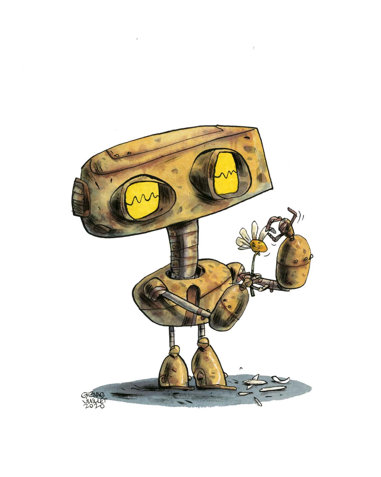 Guznag Copyright Original Robot2 drawing by guznag
