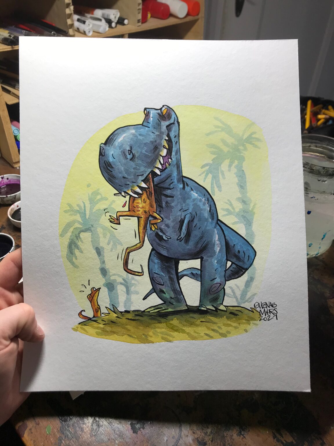 Guznag Copyright Original T Rex 01 Photo drawing by guznag