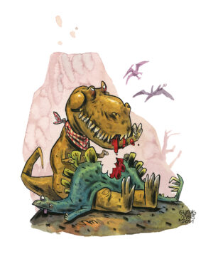 Guznag Copyright Original T Rex 02 drawing by guznag